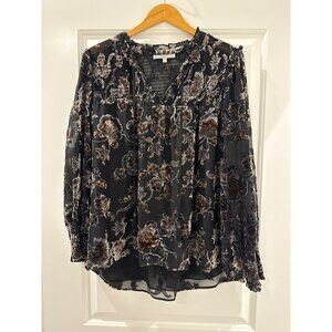Daniel Rainn Women's Black Sheer Floral Velvet Burnout Whimsigoth XL
